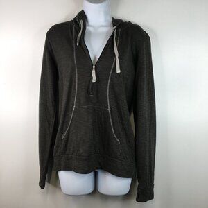 Lucy Gray Half Zip Hooded Pullover Size S